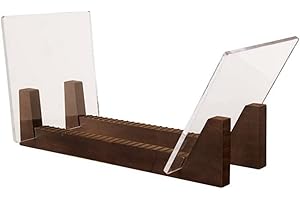Hagsnec Vinyl Record Storage Holder Capacity Acrylic Ends Display Stand Wooden LP Vinyl Album Desktop Rack