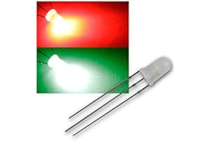 world-trading-net - 10 LED 5mm rouge diffus/vert pur 2 couleurs, 3 broches, diode électroluminescente, filaire, diode électroluminescente, en tant que composant