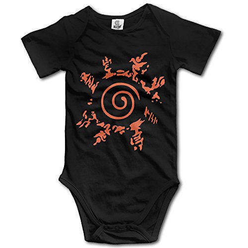 MTOO Baby's Naruto Logo Hanging Bodysuit Romper Playsuit Outfits Clothes Climbing Clothes Short Sleeve Black
