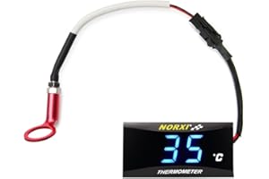 Misuratore di temperatura della testata del cilindro Norxi Indicatore di temperatura del motore KOSO con adattatore per sensore sonda da 10 mm 14 mm (14mm, Blu)