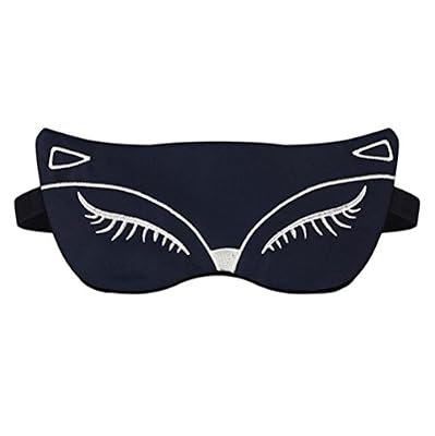 Lubier Masque de nuit Cache yeux Motif de chats Anti-lumière Confortable Il y a un sac d'eau en mezzanine-Bleu foncé