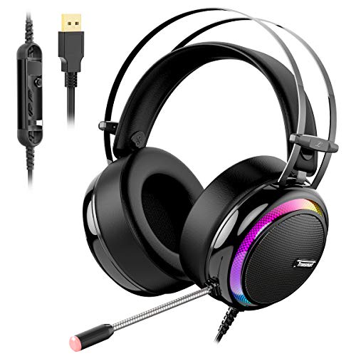 Tronsmart Glary Gaming Kopfhrer mit Mikrofon Virtual 7.1 Stereo Noise Cancelling Gaming Headset mit farbiger LED-Beleuchtung USB-Anschluss fr Nintendo Switch, PS4, MacBook, iMac, Windows PC/Laptop Tronsmart Glary Gaming Kopfhrer mit Mikrofon Virtual 7.1 Stereo Noise Cancelling Gaming Headset mit farbiger LED-Beleuchtung USB-Anschluss fr Nintendo Switch, PS4, MacBook, iMac, Windows PC/Laptop