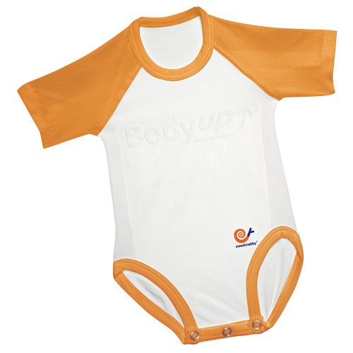 Mebby Body Up Four Seasons Unisex Baby Grow Short Sleeved Vest Orange and White 0-3 years