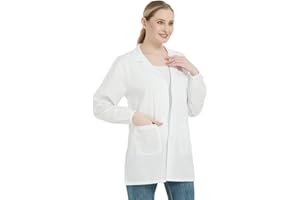 UNAKU Camice Bianco da Laboratorio Uomo, medico cappotto, camice per le,camicia bianca, adatto per studente laboratorio infermiera cosplay abito di coton