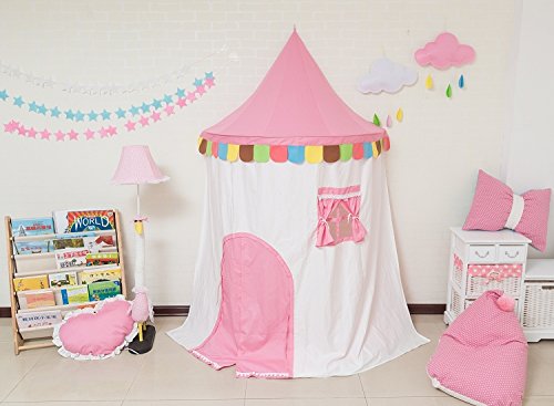 Preisvergleich Produktbild Kinder Betthimmel Spielzelt Deko Baldachin Hochwertige Baumwolle fürs Wohnzimmer (Pink 2)