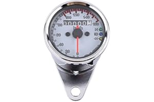 Keenso Motorrad Tachometer, Universal 12V LED Motorrad 0-160km/h Kilometerzähler mit LED-Kontrollleuchte (Weiß)