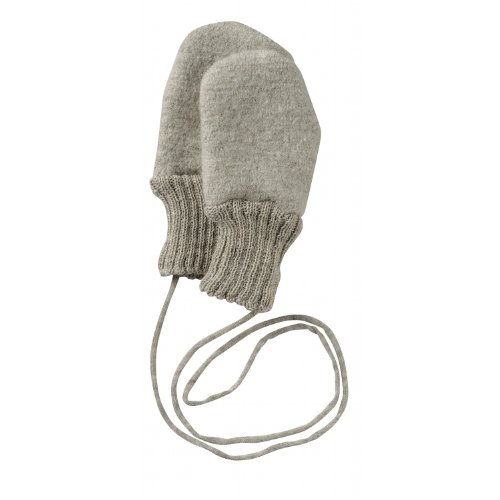 Children's Organic Boiled Wool Gloves / Mittens with Thumbs Grey 2-4y