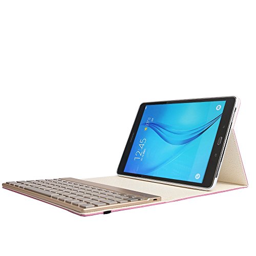 Boriyuan Tastatur und Schutzhülle für Samsung Galaxy Tab SM-T580 T581 T585 10,1 Zoll / 25,7 cm, Hintergrundbeleuchtung in 7 Farben, abnehmbar, flach, dreifach faltbar, PU-Leder, kabellose Bluetooth-Tastatur, UK-Tastatur-Layout (QWERTY), Gebrauchsanweisung in englischer Sprache - 8