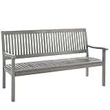 Ultranatura Canberra Gartenbank 3 Sitzer, Massivholzbank mit Rückenlehne, Holzbank Garten & Balkon, Sitzbank aus Eukalyptusholz ca.152 x 66 x 86 cm