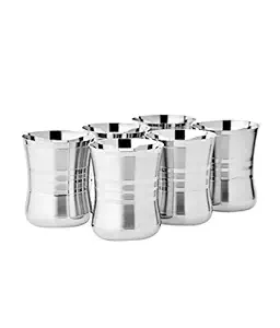 SKARS Stainless Steel Tea/Coffee Glass - 6 Pieces, Silver, 280 ml
