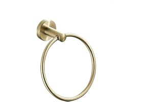 Housler® Brushed Brass Round Bathroom Accessories (Gold) (Round Towel Ring)