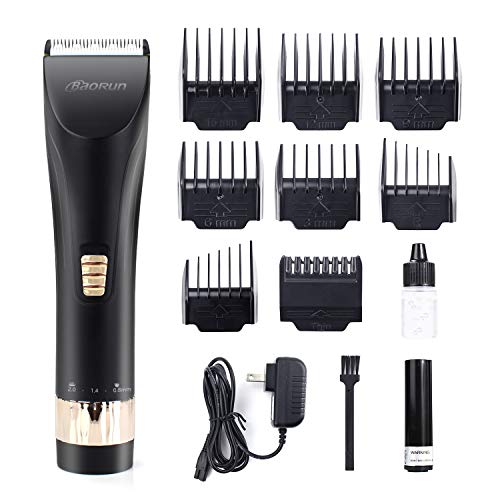 Cortadora de Cabello, Colourstone Cortapelos Profesional, Cuchilla de Titanio y Cerámica, Batería Litio Recargable con 8 Peines de Guía, Negro