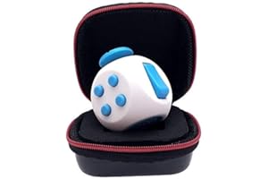 PILPOC theFube Fidget Cube - Deluxe Authentic Fidget Toys for Adults & Kids - Premium Protective Case, Stress Cube, Anxiety Toys, ADHD, OCD, Autism. Quiet Sides & Fidget Clicker Toy (White & Blue)