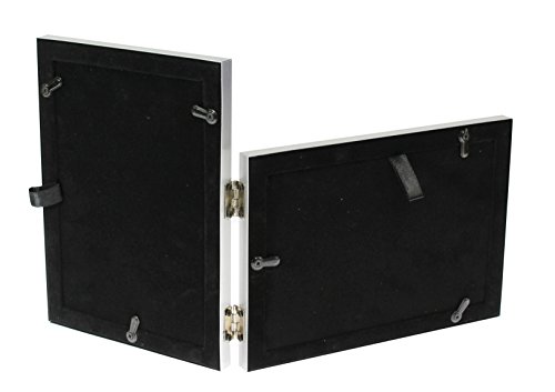 Gebürstetes Aluminium Satin Silber Farbe Twin 2 Bild Doppel Folding Foto Frame Geschenk – fotografiert 2 Standard 6 x 4 cm (1 Landschaft und 1 Portrait-Stil) - 6