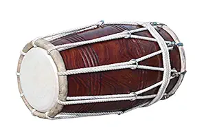 Sai Musical Special Dholak Drum Sheesham Wood, Padded case, Spanner, Dholki Musicals Instrument PDI-BBC Perilously Design for Orchestra (Know as Recording dholak)