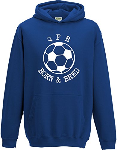 Hat-Trick Designs Queens Park Rangers Football Baby/Kids/Childrens Hoodie Sweatshirt-7-8Yrs-Royal Blue-Born & Bred-Unisex Gift