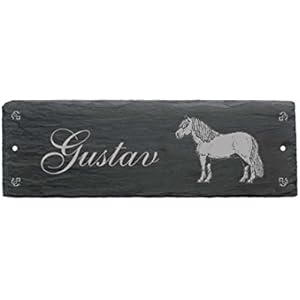 Pferdebox Schild « SHETLANDPONY » aus Schiefer - ca.22 x 8 cm - Türschild für den Reiterhof