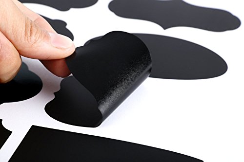 80 Kitchen Labels, Aufkleber für Gewürzgläser & Marmeladen Label zum Beschriften Tafelfolien Sticker Glas Schwarz Aufkleber mit Stift - 2