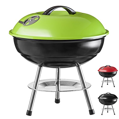 Goods & Gadgets Micro BBQ Kugelgrill kompakter Reise Holzkohle-Grill Tischgrill Edelstahl emailliert 38cm