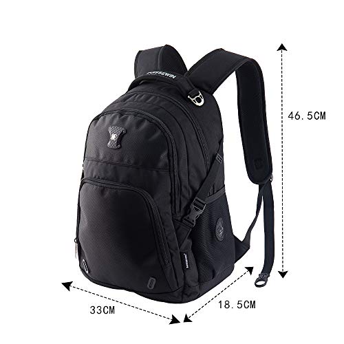 Preisvergleich Produktbild Suissewin Laptop Notebook Rucksack Business Freizeit Daypack Schulrucksack Backpack Multifunktion, wasserdicht, für Herren Männer Schul, 15 Zoll, Schwarz