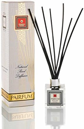 PAIRFUM Natural Reed Diffuser - Long-lasting & Healthy - Beautiful Perfumes that Compliment You - Fragrances for 3-5 months (100 ml) Perfume: Blush Rose & Amber - with Black Reeds - Cube Shaped Glass