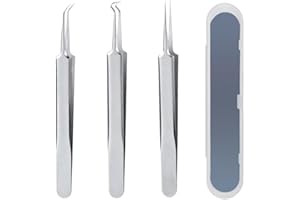 YAMOOCO 3 Pcs Blackhead Remover Tool Durable Extractor Tweezers Kit with Case for Facial Care Skin