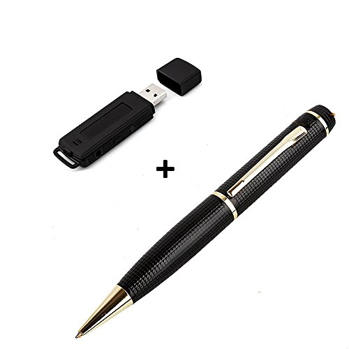 Preisvergleich Produktbild Stimme aktiviert Spion Diktiergerät - Premium-Spionageset: Das beste stimmaktivierbare Spionageaudiorecorderset mit 8 GB, Angebot inklusive des Überwachungskuli-Camcorders VIDEO ULTRA HD 1080p