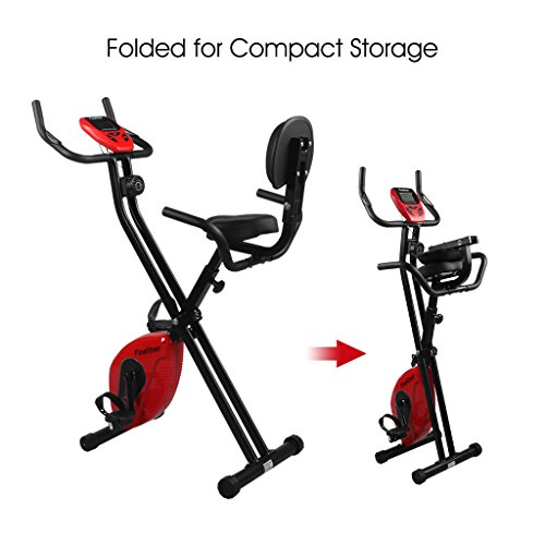 Finether X-Bike Heimfahrrad Heimtrainer Fitness-Fahrrad Standfahrrad Trimmrad Trainingsrad Fahrradtrainer mit Rückenlehne LCD-Monitor und Pulssensoren 8-Stufen Magnetwiderstand Sportgerät / Trainingsgerät/Fitnessgerät für zuhause zum Abnehmen Ausdauertraining höhenverstellbar klappbar. - 2