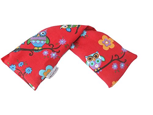 Simply Unearthed - Almohadilla térmica para microondas (relleno de semillas de trigo, funda de algodón, inodora), diseño de búhos