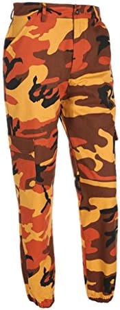 Internet Leggings Women Trousers Jeans,Internet Women Sports Camo Cargo Pants Outdoor Casual Camouflage Trousers Jeans Exercise Running Yoga Sports Fitness Gym Training Pants (M, Orange)