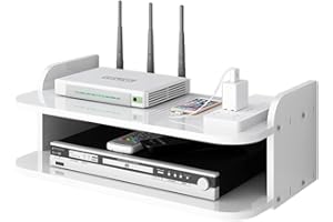 NUODWELL Router Storage Box Montaggio a Parete TV Mensola Multimediale Mensola di Immagazzinaggio WiFi Rack per TV Componenti Cavi Scatole Router Remotes Console di Gioco（L01）