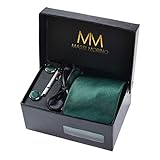 ✨ AMPLIO CONTENIDO DE LA CAJA: La caja de alta calidad contiene una corbata de hombre con diseño clásico o Paisley, un pañuelo a juego, gemelos de colores coordinados y un clip de plata para la corbata.