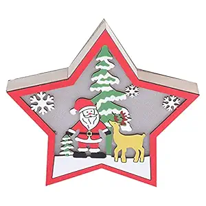 Christmas Decoration, Rustic Sturdy Exquisite Workmanship Wooden Star Ornament with LED Light for Home for Office for Restaurant for Classroom