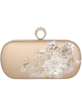 Adoptfade Elegant Damen Abendtasche Glitzer Pailletten Blummen Schnappverschluss Mit Strasssteine