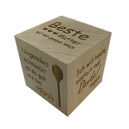 Holzwürfel für die Mama mit liebevollen Sprüchen eingraviert – Muttertag Geschenk - 2