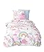 Produktbild Aminata Kids - Kinder-Bettwäsche-Set 135-x-200 cm Einhorn-Motiv Unicorn Sache-n 100-% Baumwolle Renforce pink-e rosa Weiss-e