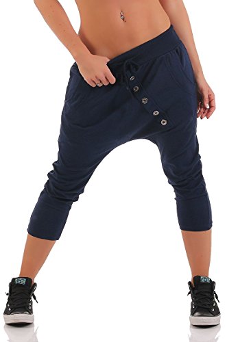Malito Corto Boyfriend Pantalón con el botón 8015 Mujer Talla Única (Azul Oscuro)