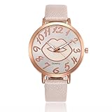 rainbabe Damen Lip Muster Kunstleder Band Gurt Quarz Analog Armbanduhr