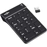 BATTOP 2.4G 18 Keys Portable Wireless Numeric Keypad for Laptop Pad Notebook with Receiver and Built-in Receiver Storage (Black)