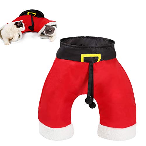 KIZEN Pet Chats Jouets Tunnel, Pantalons De Noël Père Noël Pet Cat Tunnel pour Chats Jouant Chaton Tube Auto-Interactif Pliable Tunnel, Rouge