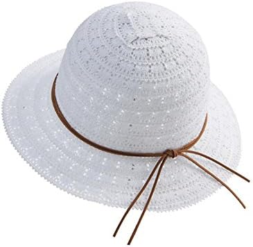 MuMa Sun Hats Straw Hat Women's Beach Hat Bucket Hats Foldable Lace Sweet Shade Travel (Color : White)