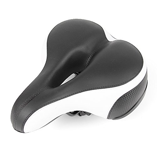Ladies Gel Soft Bike Saddle Comfortable Extra Wide Saddle with Hole for MTB Mountain Bike, black white