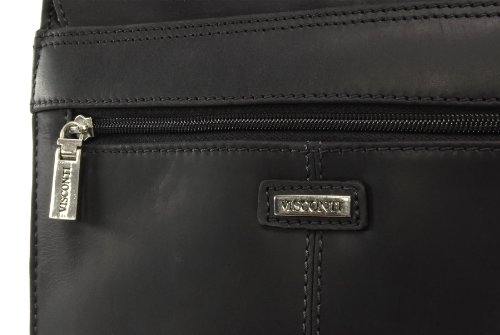 Organizer-Umh  ngetasche aus Leder von Visconti  18410  - Schwarz - GR    E  B  25 H  30 T  7 cm 
