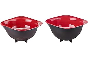 Tefal Ingenio Passoire Plastique, Ustensile de Cuisine, Rebords ergonomiques & K2070414 Ingenio Bol De Préparation Design Noir et Rouge ustensile de Cuisine sans bisphénol A