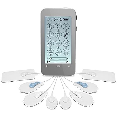 YOHOOLYO Stimulateur Musculaire Electrodes Musculation Appareil Electrostimulation TENS/EMS 12 Modes 20 Niveaux d'Intensité 2 Canaux 8 Electrodes avec Écran Tactile Rechagerable et Pratique pour Soulagement des Douleurs et Réhabilitation Musculaire