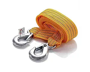 WolkomHome Heavy Duty Nylon Cable Straps Towing Rope with Self-Locking Hooks Yellow 3 Ton 2.65M for Maruti Suzuki Ertiga Type-1