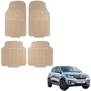 Autokaar Rubber Car Foot Mat for Renault Kwid (Set of 4, Beige)