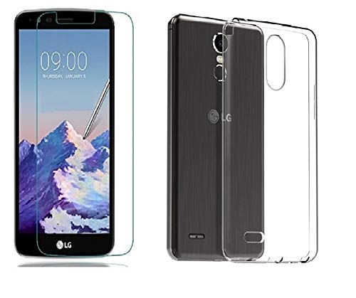 Craftech Premium Tempered Glass + Soft Protective Transparent Back Cover Case for LG Stylus 3