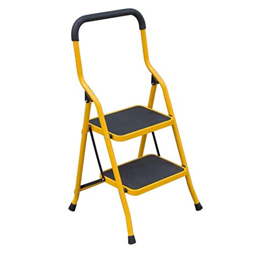 Preisvergleich Produktbild QAZWSX 2-stufige Klappleiter, Leichte Aluminium-Stufenleiter, Mit Rutschfesten Sicherheitsschienen, Dickes Breites Pedal, Tragbar, Handlauf, Haushaltsklappleiter (Color : Yellow)