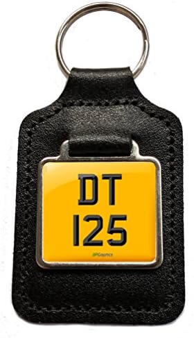 BPGraphics DT 125 Cherished Number Plate Keyring Keyfob Gift in Black Leather for DT125 Mx Lc Motorcycle Keys.
